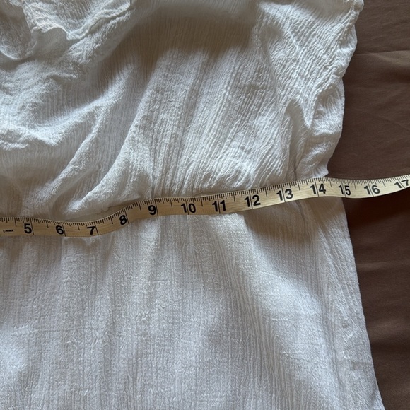 Jodi Kristopher White One-Shoulder Ruffle Column Maxi Dress Crinkle Cotton - Picture 6 of 11